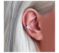 Cimenexe Bohemio Cristal Northstar Cuff Pendientes Plata Cz Estrella Cartílago Pendiente Cz North Star Ear Cuff Pendientes Tiny Rhinestone Estrella Cartílago Cuff Pendiente Non Pierced Clip On