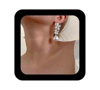 Cimenexe Bohemio De Cristal De La Flor De La Perla Pendientes Colgantes Perla Redonda Gota Pendiente De Oro Cz Flor Espárrago Rhinestone Pavimentadas Pétalo Floral Pendientes De Joyería Para