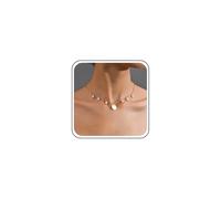 Cimenexe Bohemio Disco Collar De Perlas Collar De Gargantilla De Oro De Metal Moneda Colgante Redondo Círculo Disco