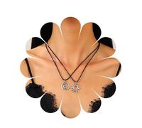 Cimenexe Bohemio Espiral Sol Collar De Gargantilla De Plata De Metal Sol Colgante Collar Espiral Remolino De Cera Collar De Cuerda De Cuero Negro Collar De Cadena Conjunto De Joyas Para Las Mujeres