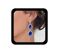 Cimenexe Bohemio Lágrima Zafiro Pendientes Colgantes Zafiro Azul Cristal Gota Pendiente Vintage Azul Cz Rhinestone Araña Pendiente Tribal Waterdrop Piedra Preciosa Pendientes De La Joyería