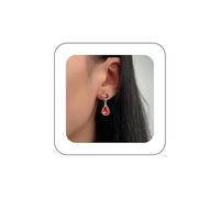 Cimenexe Bohemio Rubí Lágrima Pendientes De Oro Rubí Cristal Pendientes Colgantes Rojo Cz Ovalada Gota Pendientes Retro Rhinestone Perla Stud Pendientes De Joyería Para Las Mujeres