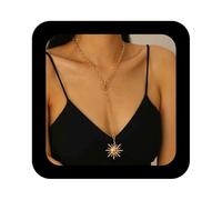 Cimenexe Bohemio Sunburst Gargantilla Collar De Oro De Metal Sol Colgante Collares Largo Sunburst Y Lariat Collares De Cadena Sol Naciente Toggle Cierre De Cadena Collar De Joyería Para Las Mujeres