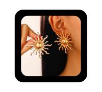 Cimenexe Bohemio Sunburst Stud Pendientes Grandes De Metal Sol Naciente Pendientes De Oro Sol Stud Pendientes Exagerada Sunburst Pendientes De Joyería Para Las Mujeres