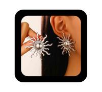 Cimenexe Bohemio Sunburst Stud Pendientes Grandes De Metal Sol Naciente Pendientes De Plata Sol Stud Pendientes Exagerada Sunburst Pendientes De Joyería Para Las Mujeres