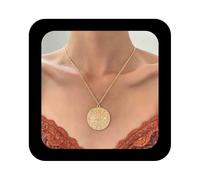 Cimenexe Gargantilla de calavera punk, collar con colgante de disco de metal dorado, collar de cadena de medallón azteca, collar de calavera pirata, gargantilla de Jack Sparrow, joyería para mujer