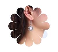 Cimenexe Pendientes colgantes bohemios de luna y sol, aretes de gota de plata con piedra lunar, aretes de gancho asimétricos de luna y sol, joyería para mujeres y niñas, regalos, Zinc, No es una