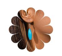 Cimenexe Pendientes colgantes bohemios ovalados de turquesa azul, aretes de gota de piedra turquesa con lágrima, aretes de gancho de piedra natural, aretes geométricos de piedra natural, joyería para