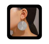 Cimenexe Pendientes colgantes de disco con textura bohemia, aretes de gota de moneda con textura dorada, aretes grandes de gancho de círculo martillado, aretes de metal geométrico, joyería para mujer