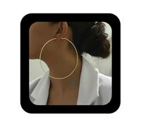 Cimenexe Pendientes colgantes de metal punk, redondos, dorados, redondos, grandes, huecos, geométricos, circulares, minimalistas, joyería para mujer, Zinc, Sin piedra preciosa