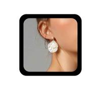 Cimenexe Pendientes colgantes de vieira vintage Pendientes de tuerca de perlas Pendientes de gota de concha blanca Pendientes de declaración bohemios Joyas para mujeres y niñas