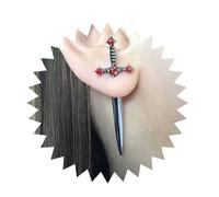 Cimenexe Pendientes de espada punk, aretes góticos de espada de rubí gótico, aretes de daga de cristal dorado, aretes de espada de rubí vintage, joyería para mujeres y niñas regalos, Zinc, No es una