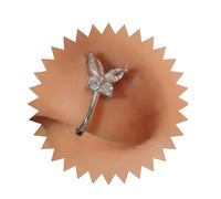 Cimenexe Punk Anillo De La Nariz De Cristal De Plata Cz Mariposa Clip En Anillo De La Nariz Anillo De La Nariz De Cristal Mariposa Anillo De La Nariz De Diamantes De Imitación Mariposa Aro De