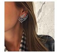 Cimenexe Punk Crystal Wing Ear Jacket Pendientes Crystal Climber Studs Pendientes Plata Rhinestone Wing Pendientes Angel Wing Stud Pendientes Front Back Two Ways Pendientes Joyas para Mujeres y Niñas