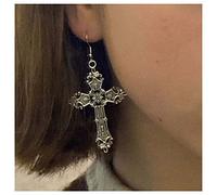 Cimenexe Punk Pendientes De Gancho Cruz De Plata Pendientes Colgantes Cruz Gótica Gota Pendientes Cruz Hueca Pendientes Religiosos Joyas Para Mujeres Y Niñas Regalos