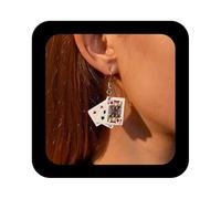Cimenexe Punk Póquer Pendientes Colgantes Tarjeta De Jugar A Las Cartas Gancho Gota Minimalista Ace Póquer Tarjetas Pendiente Esmalte Pokers Tarjeta Patrón Pendientes De Joyería Para Las Mujeres