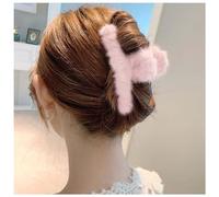 Cimenexe Retro Esponjosa Garra De Pelo Rosa Esponjosa Garra Pinza De Pelo De Peluche Rosa Pinza De Pelo Pasadores De Pelo Peludo Grande Pinzas De Pelo De Imitación De Piel Pinza De La Mandíbula