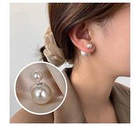 Cimenexe Vintage Perla Pendientes De La Chaqueta De Plata Pendientes De Perlas Perlas Tachuelas Pendientes Bohemio De Perlas Frente A La Espalda Joyería Para Las Mujeres Y Las Niñas Regalos