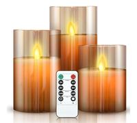 cimetech 3er Velas cónicas sin llama, funciona con pilas LED con temporizador remoto para cenas iglesias, mesa, bodas, fiestas de cumpleaños, decoración