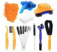 Cimeton Kit de 19 cepillos de limpieza de bicicletas, incluye 10 cepillos de detalles de acero inoxidable y 1 esponja blanca, limpiador profesional de cadena de bicicleta para bicicleta plegable de