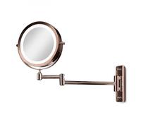 CIMI Gillian Jones - Espejo de Pared de Doble Cara con LED, Aumento x1/x10 - Kobber