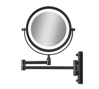 Cimi Gillian Jones - Espejo de Pared de Doble Cara con luz LED y 10 aumentos, Color Negro