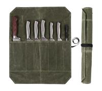 Cimown Rollo de cuchillos, bolsa de almacenamiento de cuchillos con 7 ranuras, duradera y resistente al desgaste, plegable, adecuada para cocinas domésticas, camping al aire libre y restaurantes