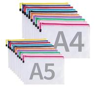 CIMOYBAI 20 piezas bolsa portadocumentos A4 y A5, impermeable con cremallera, plástico con cremallera, carpeta de tela para documentos, negro