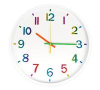CIMOYBAI Reloj de pared de 30 cm, números 3D, multicolor, silencioso, oro rosa, moderno, sin ruido de tictac, para oficina, habitación, salón, cocina, escuela, habitación infantil (blanco-P)
