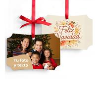 Cimpress Adorno Navideño de Metal Rectangular 10 x 7 cm,1 Pieza, Personalizable con Foto o Texto, Acabado Brillante, Idea Primera Navidad del Bebé, Abuelos y Amigos
