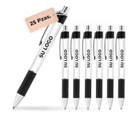 Cimpress Bolígrafo Personalizado con Tinta Negra, 25 Unidades, Impresión Completa con Texto o Logo, con Agarre Antideslizante, Ideal para Profesores y Eventos