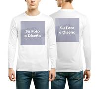 Cimpress Camiseta de Manga Larga para Hombre, 100% algodón Blanco o Negro, impresión con Logotipo, Foto o Texto, Trabajo, Evento, XL Blanco
