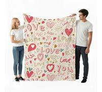 Cimpress Manta Polar San Valentín, 152x127 cm con Motivo “Love Doodles”, Mantas para Cama o sofá, Regalo Original Mujer, Hombre, Pareja, cumpleaños, Aniversario, Navidad