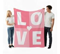 Cimpress Manta Polar San Valentín, 203x152 cm con Motivo “Love”, Mantas para Cama o sofá, Regalo Original Mujer, Hombre, Pareja, cumpleaños, Aniversario, Navidad