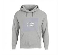Cimpress Sudadera con Capucha Personalizada para Hombre, Tallas S-2XL, Imprime tu Propia Foto, Logo o Texto en la Parte Frontal, Ideal para Eventos, cumpleaños, XL, Gris Jaspeado