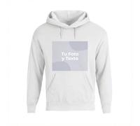 Cimpress Sudadera con Capucha Personalizada para Hombre, Tallas S-2XL, Imprime tu Propia Foto, Logo o Texto en la Parte Frontal, Ideal para Eventos, cumpleaños, 2XL, Blanco