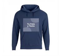 Cimpress Sudadera con Capucha Personalizada para Hombre, Tallas S-2XL, Imprime tu Propia Foto, Logo o Texto en la Parte Frontal, Ideal para Eventos, cumpleaños, M, Azul Marino