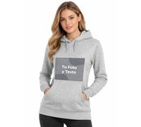 Cimpress Sudadera con Capucha Personalizada para Mujer, Talla S, Gris Jaspeado, Imprime tu Propia Foto, Logo o Texto en la Parte Frontal, Ideal para Eventos, cumpleaños