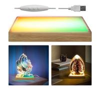 cimsfcor Base de visualización de luz LED de madera, base de visualización de luz de cristal plana ajustable, base de luz LED rectangular para luz de arte de cristal 3D (colores, 1 unidad)