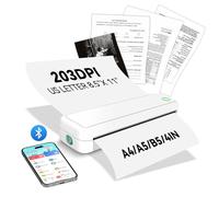 cimsfcor Impresora inalámbrica portátil, 203 DPI, 2600 mAh, pequeña impresora térmica inalámbrica Bluetooth sin tinta para A4 A5, compatible con iOS, Android y Windows Mac (blanco)
