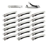 Cinaci 20 piezas 6cm/2.4 pulgadas liso bricolaje Caft plata metal francés barretillas de pelo con cubierta de cuero broches de pelo a presión para mujeres niñas adolescentes accesorios para el cabello