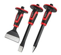 Cincel Albañil, MAXPOWER Juego de 3 Cinceles de Mampostería con Protector Incluye 300mm Cincel de Punta, 300mm Cincel en Frío y 220mm Cincel de Ladrillo