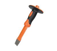 Cincel cortafrios plano con protector, alta durabilidad y precisión, ideal para trabajos en metal y albañilería.