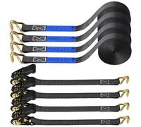 Cinchas de Amarre, 4 Piezas Eslingas de Amarre, 6m x 25mm Trinquete, Eslingas con Carraca, con Trinquete y Gancho Tipo J, para Motocicletas, Carga, Camiones, Remolques, Equipaje