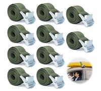 Cinchas de Amarre Ajustable 1m x 2.5cm 10 Piezas Correa de Amarre Cinturón de Amarre con Hebilla Cintas Amarre Carga Máxima 250 Kg Cinchas para Portabicicletas Moto Equipaje Carga, Verde Militar