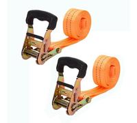 Cinchas De Amarre Pequeñas 800kg X 38mm 2 Piezas Eslingas con Carraca - Trinchas De Sujeción Correa Cinta De Amarre con Trinquete Adecuadas para El Transporte De Motos(Orange1,3.8cmx6m/1.49x236in)