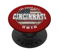 Cincinnati Ohio, Bandera Americana Vintage PopSockets PopGrip Adhesivo