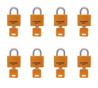 CINCINNO Juego de 8 cerraduras pequeñas, candados cubiertos de aluminio con llave igual, cerradura resistente a la intemperie de 30 mm con la misma llave, candado al aire libre para cobertizos, unidad