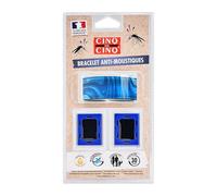 Cinco de cinco pulseras antimosquitos, diseño azul, impermeable, eficaz 30 días, a partir de 3 años, tecnología francesa