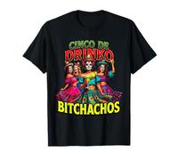 Cinco De Drinko Bitchachos Cinco de Mayo Women Skull Makeup Camiseta